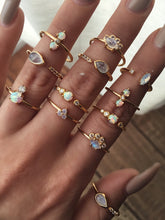 Load image into Gallery viewer, Rainbow Moonstone and Topaz Lotus Ring
